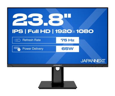 JAPANNEXT Monitor JN-IPS238FHDR-C65W-HSP / 23.8", 1920 x 1080, IPS, 75 Hz, USB-C Docking, crna